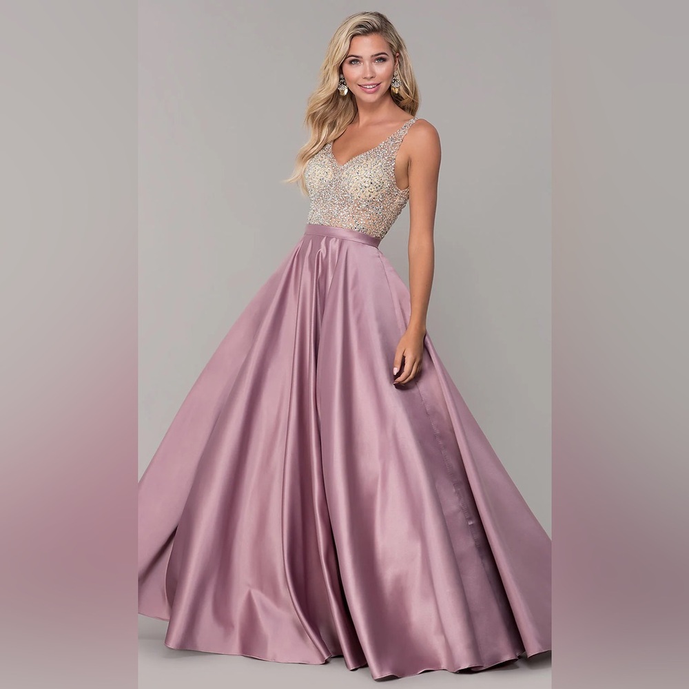 Dancing Queen - 2568 Embellished Plunging V-neck Ballgown - Lavendar